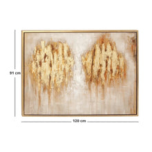 Cargar imagen en el visor de la galería, Cuadro de arte abstracto tradicional dorado metálico grande en marco de madera dorado. CosmoLiving by Cosmopolitan