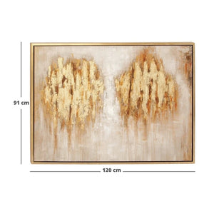 Cuadro de arte abstracto tradicional dorado metálico grande en marco de madera dorado. CosmoLiving by Cosmopolitan