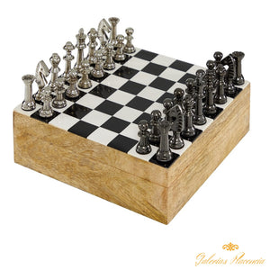 Tablero de ajedrez tradicional de madera exótica de mango y aluminio