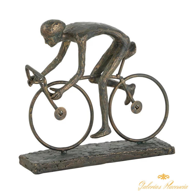 Escultura ciclista estilo bronce.