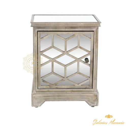 Mesa gabinete auxiliar decorativo de madera y espejo