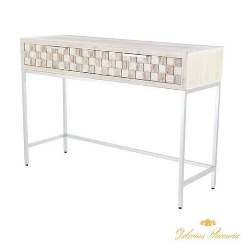 Mesa de consola (tamaño grande, marrón, beige, gris, plateado)