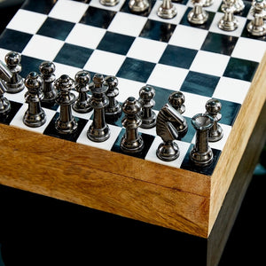 Tablero de ajedrez tradicional de madera exótica de mango y aluminio