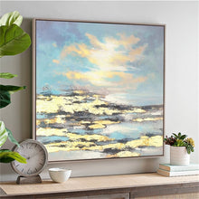 Cargar imagen en el visor de la galería, Cuadro de pintura  tema sol de playa, enmarcado.