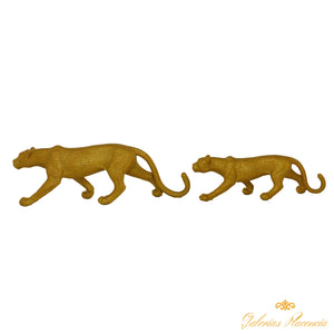 Juego de 2 esculturas de leopardo Gold Polystone Glam