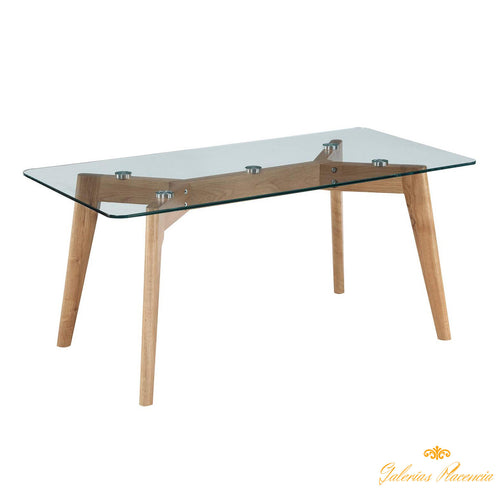 Mesa de café en madera de haya y vidrio