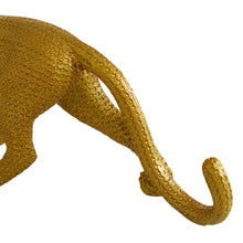 Cargar imagen en el visor de la galería, Juego de 2 esculturas de leopardo Gold Polystone Glam